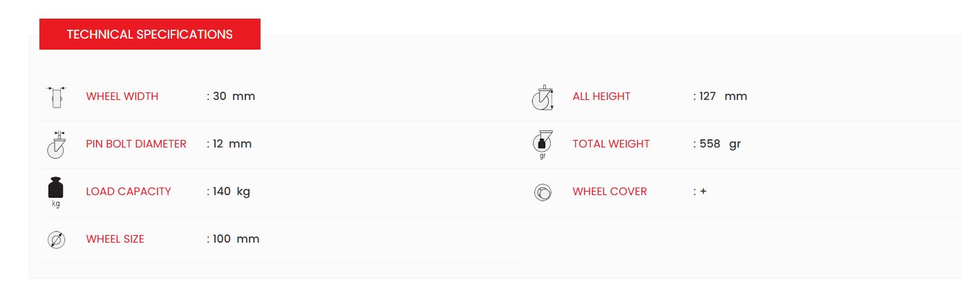 Castor Wheel Heavy Duty 100mm 140 kg EMES EM 04 ZKZ 100